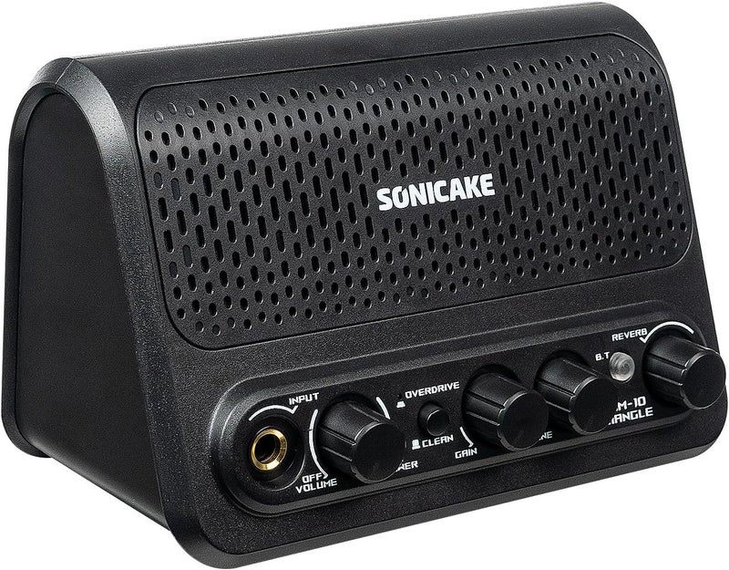 SONICAKE 10W Mini Guitar Amp, Portable Guitar Combo Amplifier with Clean/Overdrive/Reverb, All-in-one Rechargeable BT Amplifier Speaker with Aux in Jack for Bedroom Practice - Triangle QAM-10 - Image 1